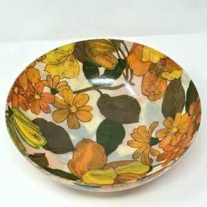 Vintage MCM Flower Power Fiberglass Salad Serving Bowl Rare Retro Floral Deco